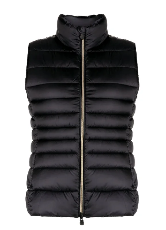 Save the Duck Women's Lynn Puffer Vest, Black, 1