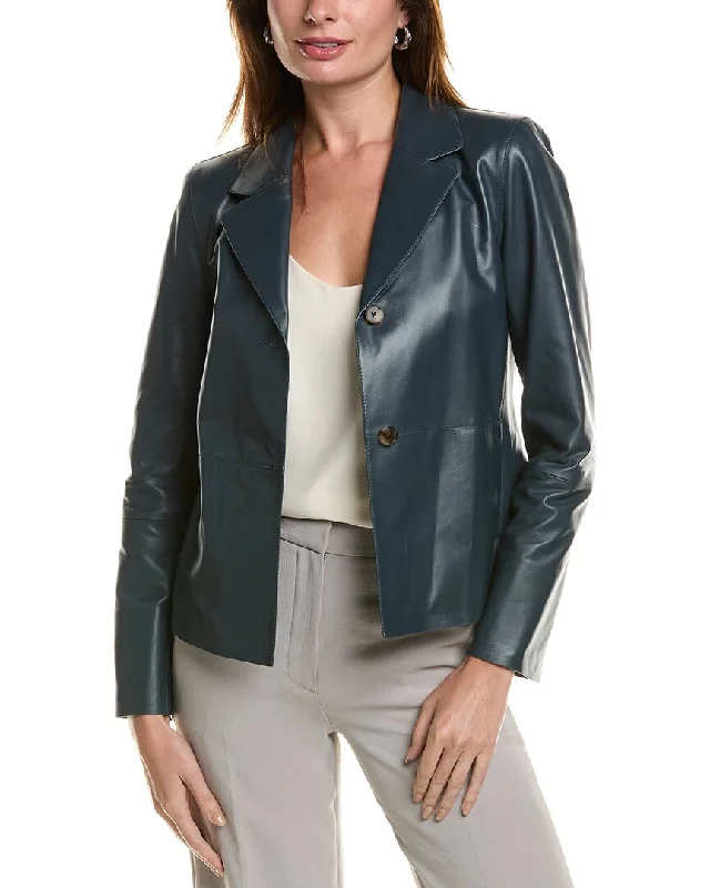 Lafayette 148 New York Notch Collar Leather Jacket