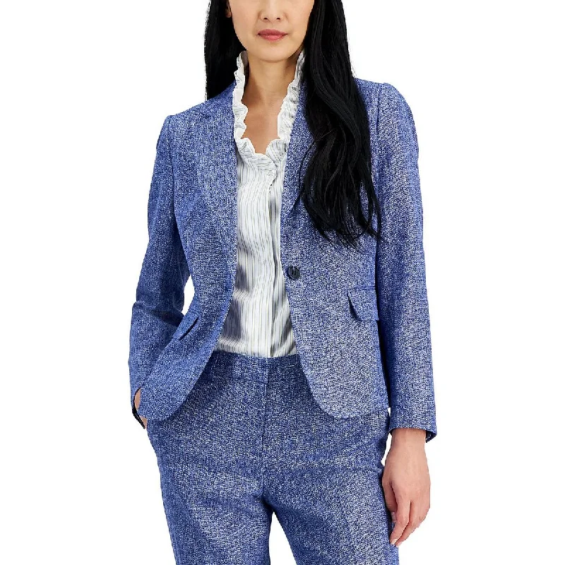 Womens Heathered Business One-Button Blazer