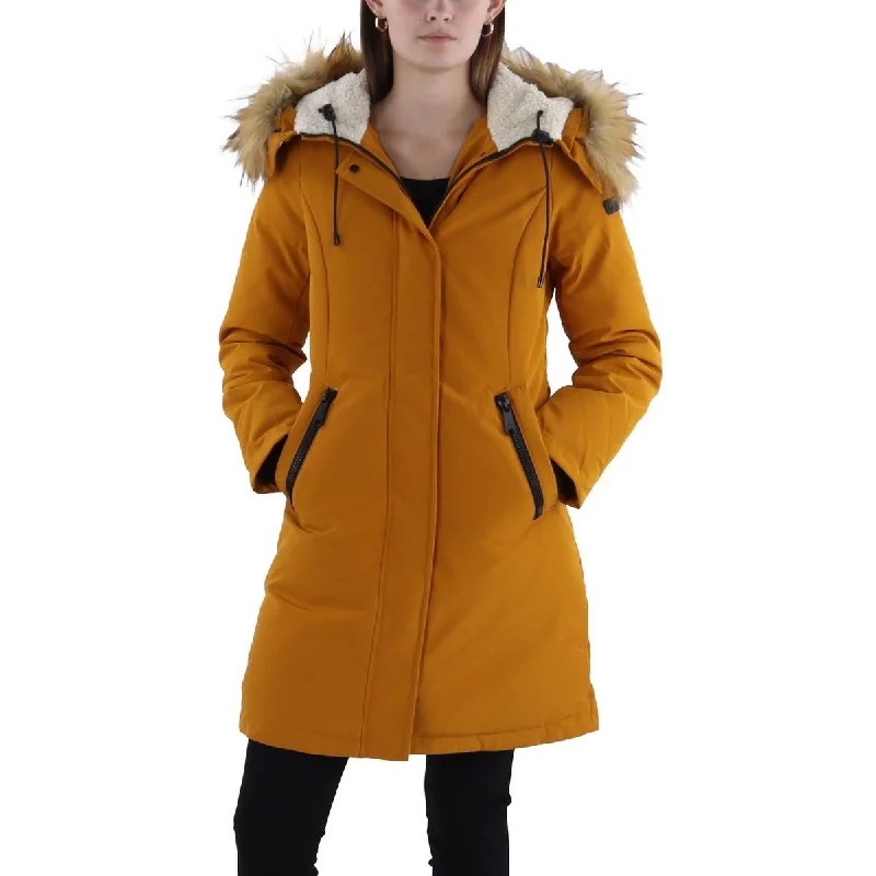 Womens Quilted Hooded Parka Coat