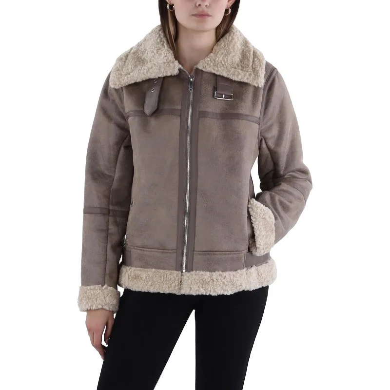 Womens Faux Fur Lined Cold Weather Leather Jacket