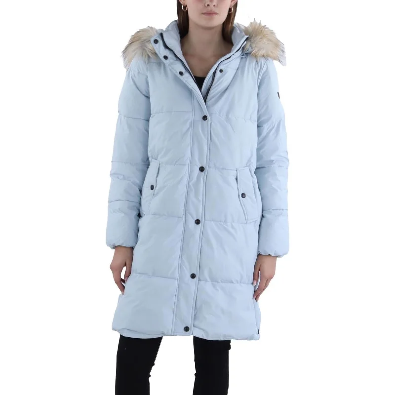 Womens Quilted Hooded Parka Coat