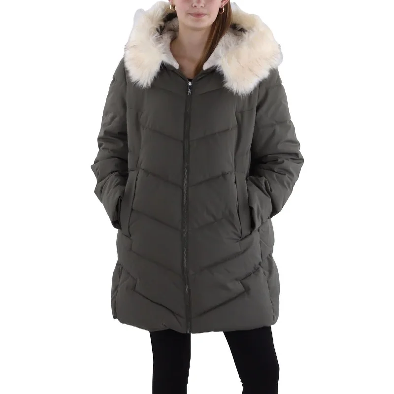 Womens Quilted Hooded Parka Coat