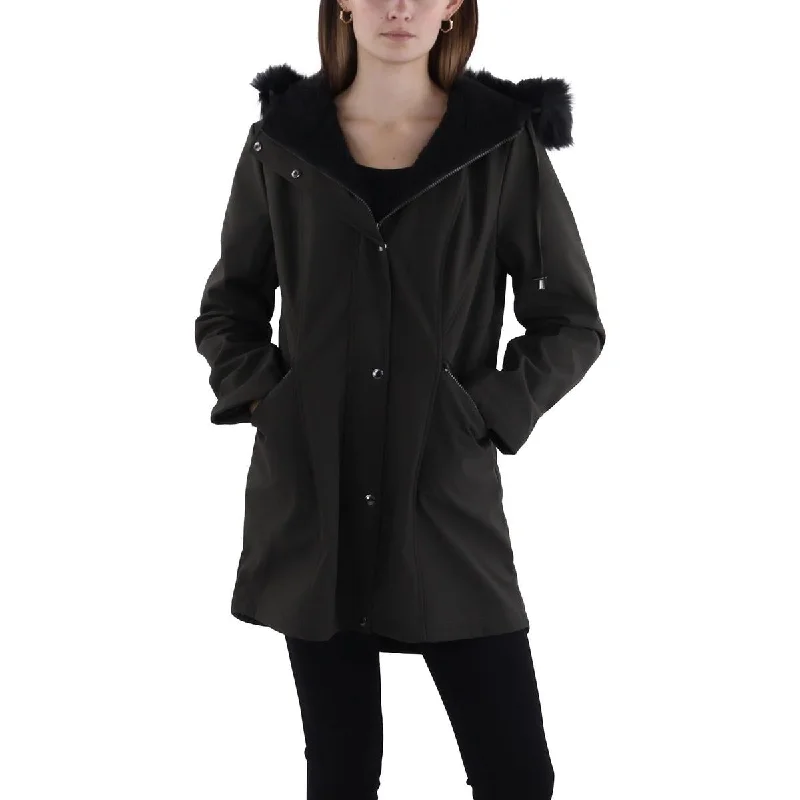 Womens Faux Fur Trim Hooded Anorak Jacket