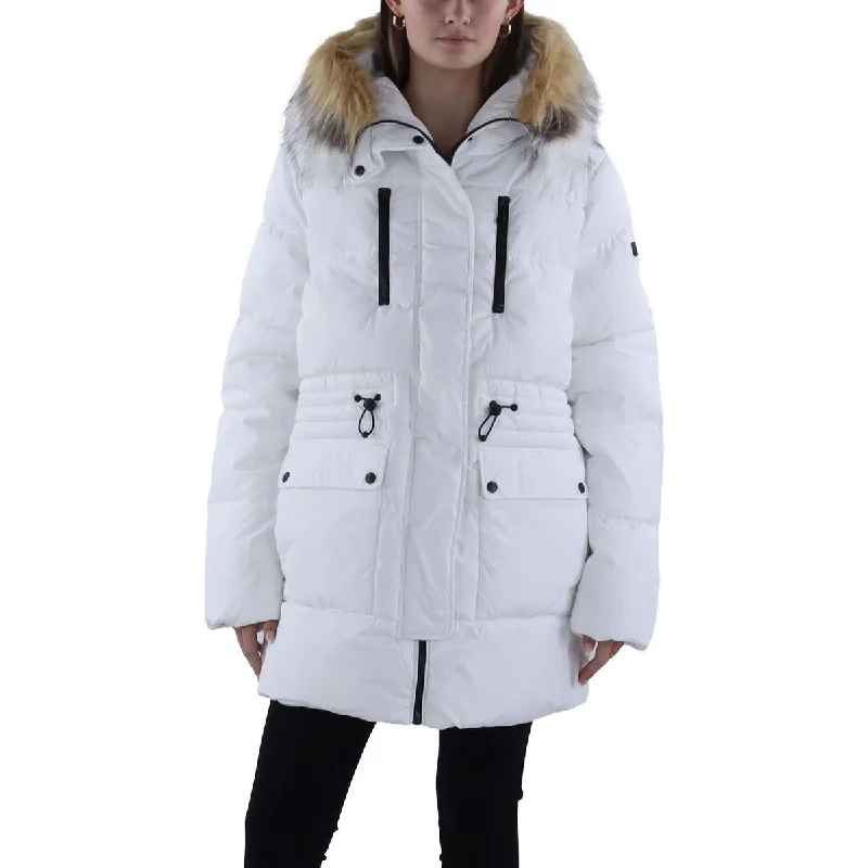 Womens Quilted Hooded Parka Coat