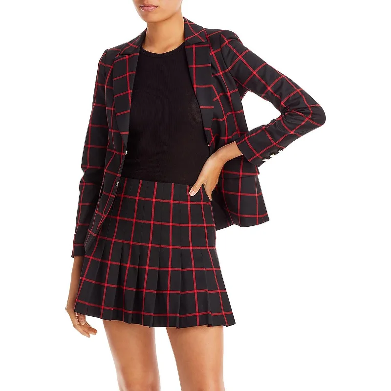 Womens Plaid Business One-Button Blazer