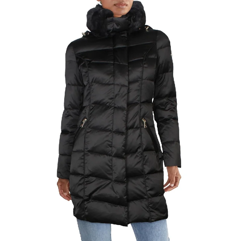 Womens Quilted Midi Puffer Coat