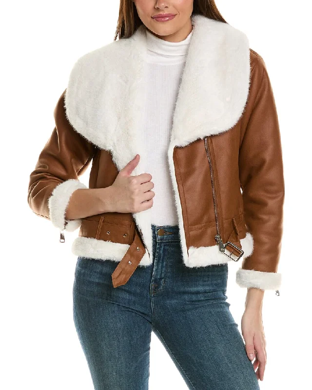 Adrienne Landau Asymmetrical Aviator Jacket