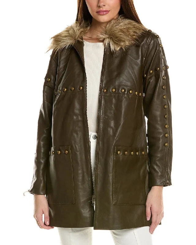 Adrienne Landau Serpentine Leather Jacket