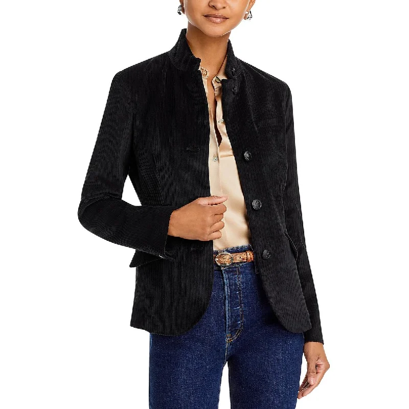 Slade Womens Corduroy Suit Separate Collarless Blazer