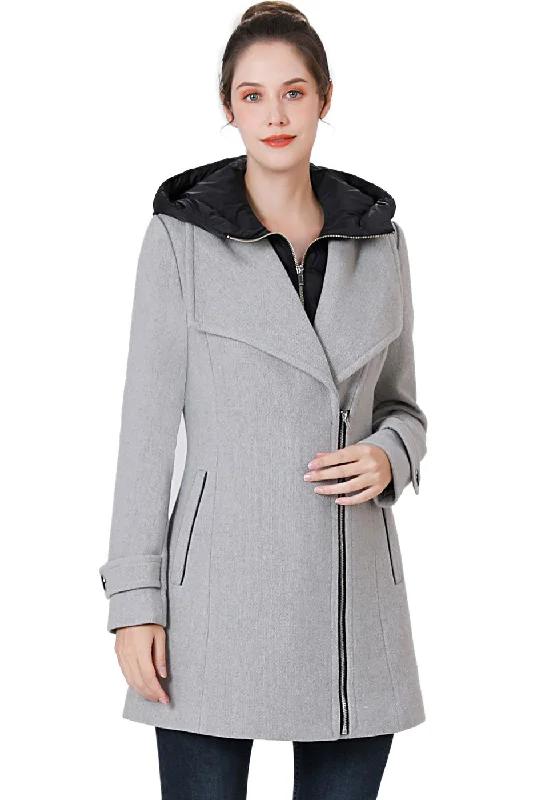 BGSD Women Rue Wool Asymmetric Zipper Coat with Removable Hood