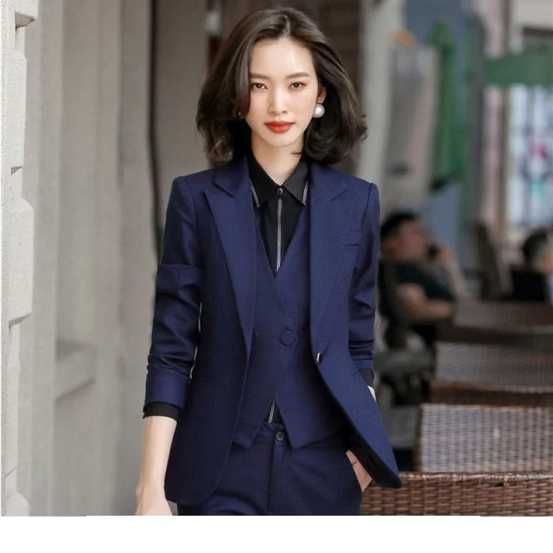 Blue Coat Only Formal Uniform Design Work Wear Suit for Women