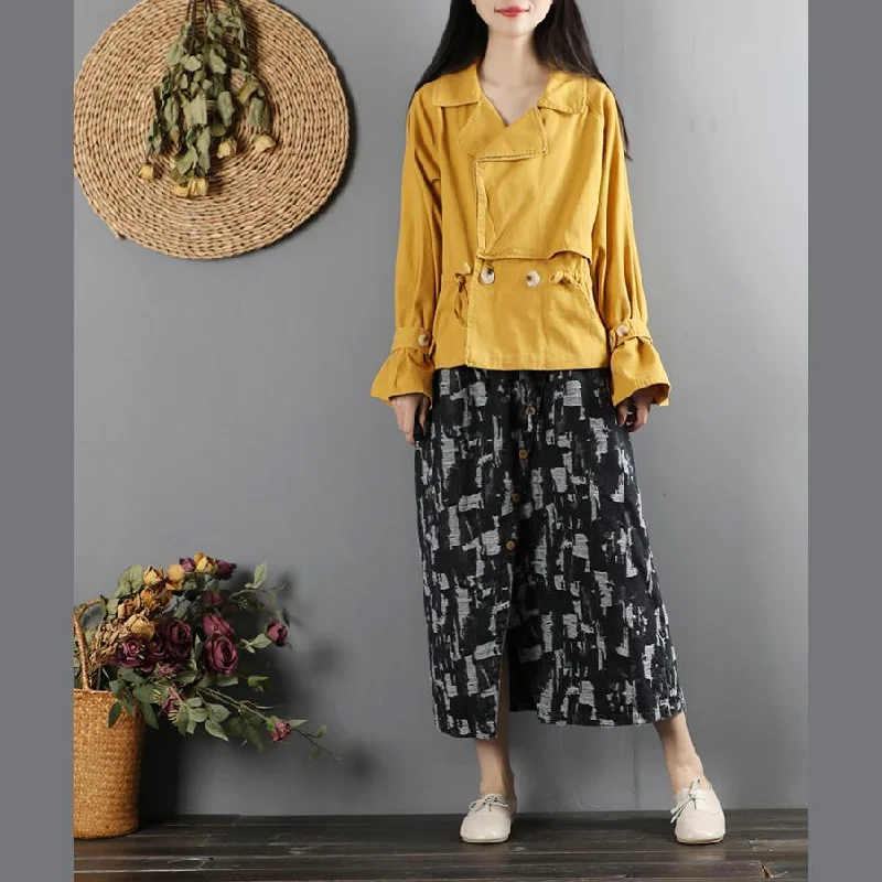 Bohemian drawstring top quality full tunic coat yellow Midi coat