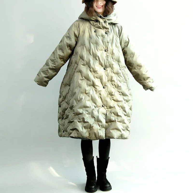 Casual tea green winter parkas warm down coats oversized quilted coat top quality A shape outwear