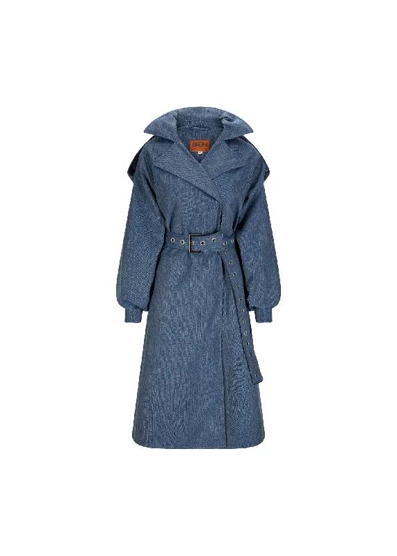 Duskregn Maxi Trench Coat - Denim Blue