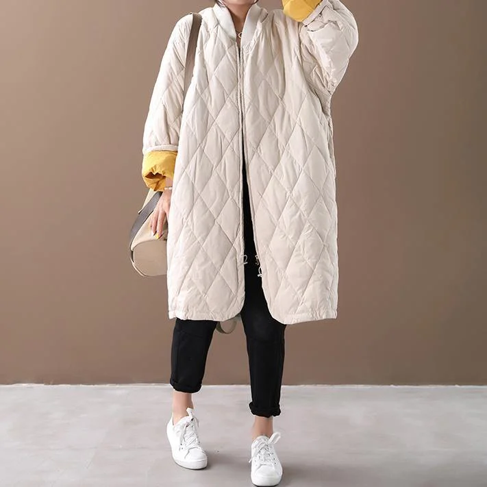 Elegant white down jacket woman casual winter jacket winter coats zippered