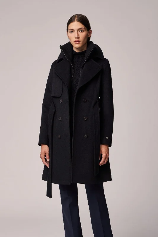 FABIANNE Trench-Style Wool Coat with High Napoleon Collar