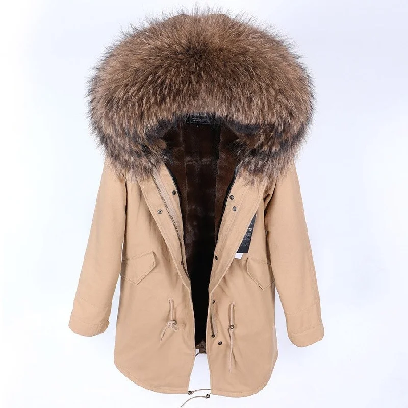 Fashion Women's Big Real Fox Fur Hooded Collar Thick Warm Winter Parka