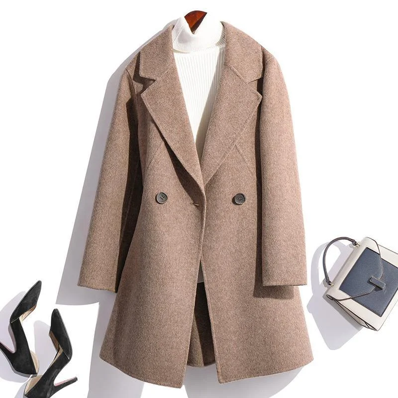 Fine beige wool coat oversized winter coat fall jacket wild