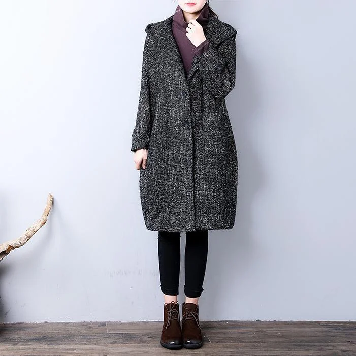 Fine gray Woolen Coat Women casual Winter hooded ButtonYZ-2018111435