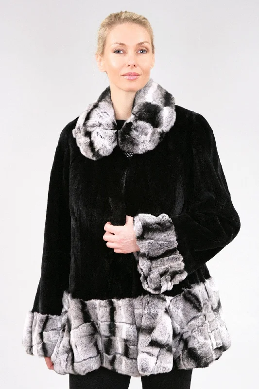 4 | Black Beaver With Chinchilla Rex Rabbit Coat