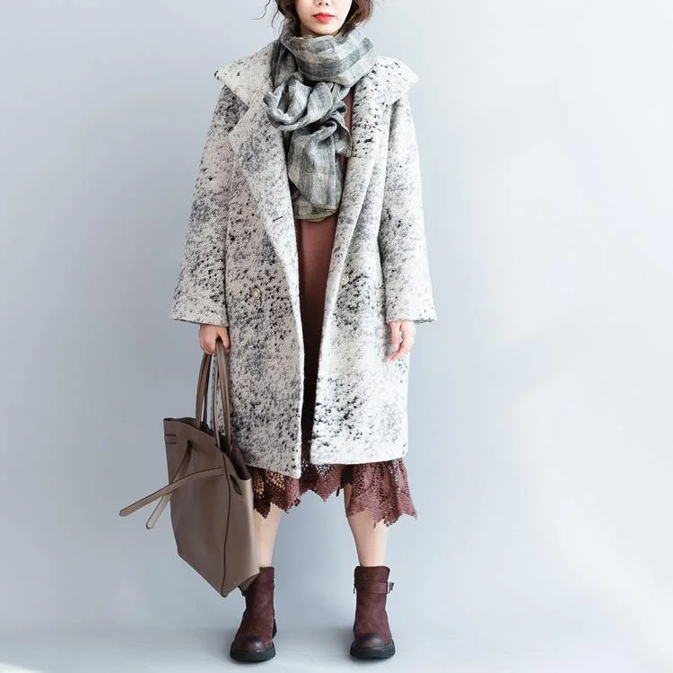 gray dotted spring coats oversized woolen jackets Fine coats casual oversized cardigans