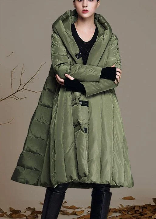 Handmade Army Green hooded Casual Winter Duck Down down coat