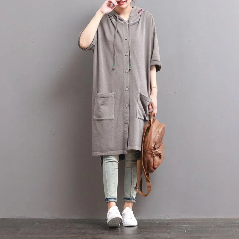 khaki summer tops casual embroidery coat short sleeve cardigans