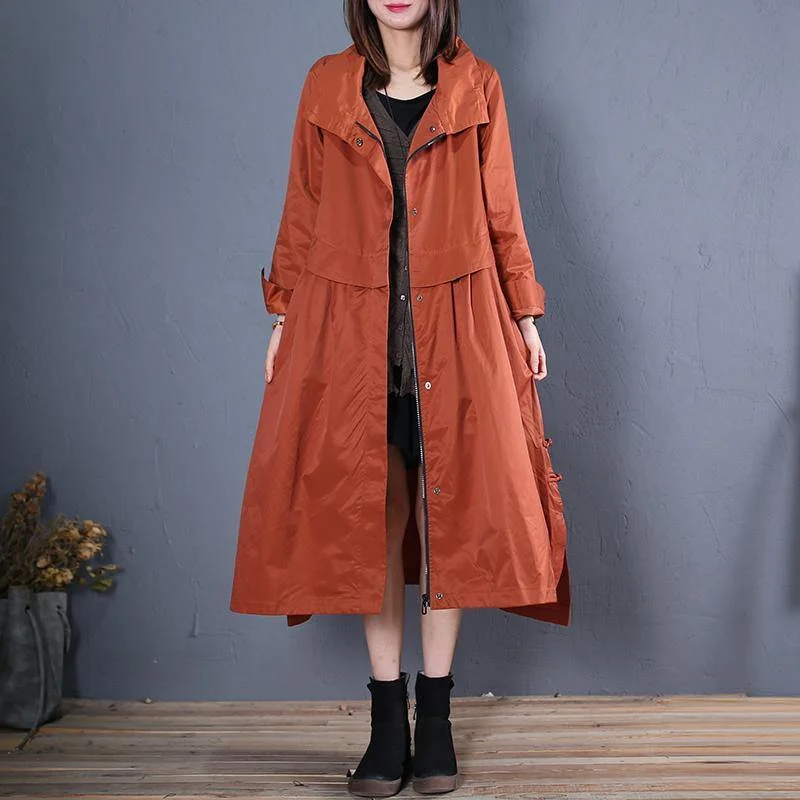 Luxury red casual maxi coat fall coat low high design