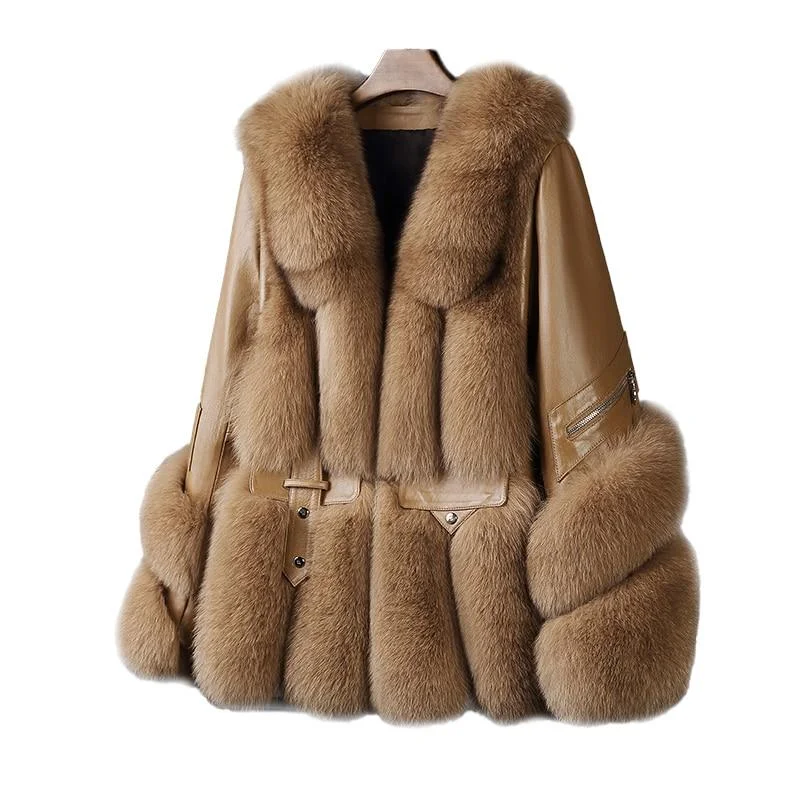 Luxury Winter Fashion Women's Fluffy Sheepskin Leather Coats & Jackets