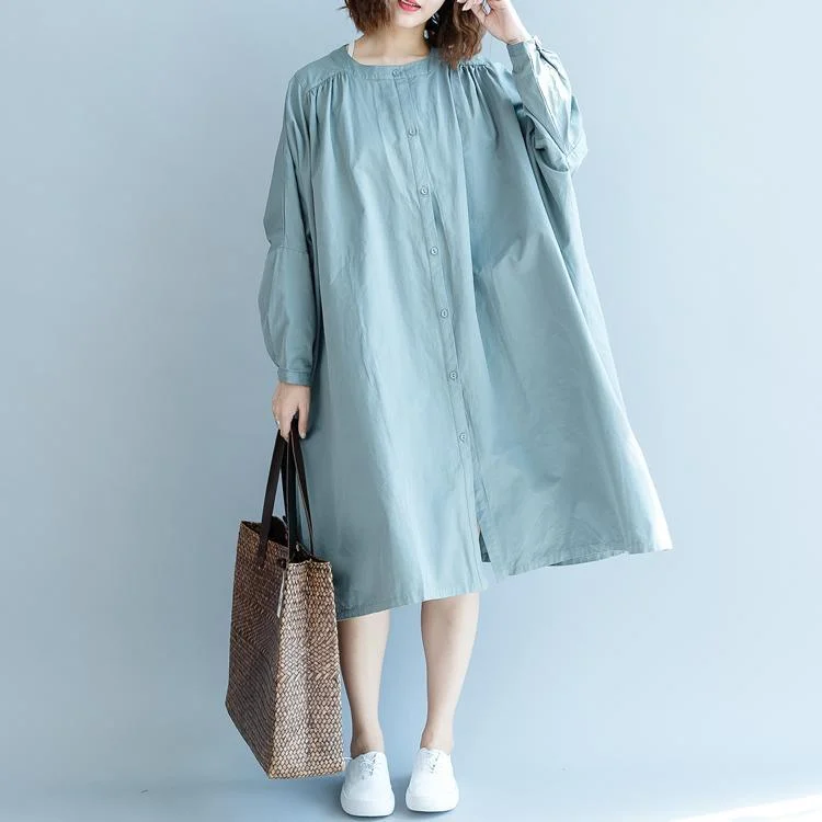 New gray green dresses oversized dress O neck New long sleeve baggy long coats