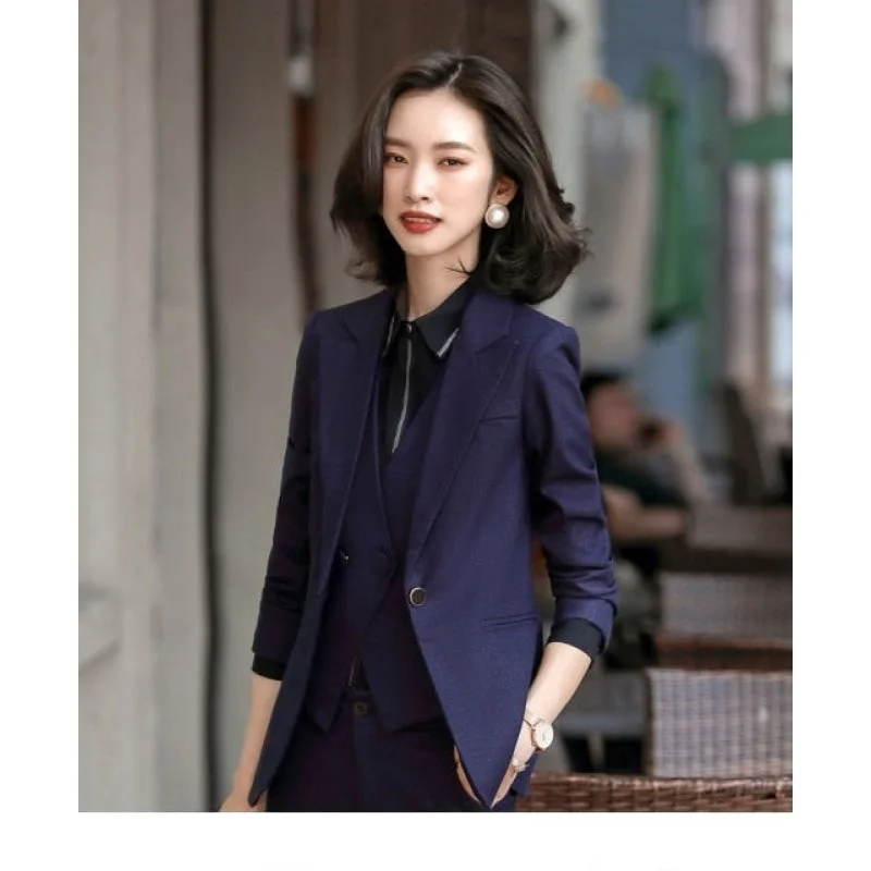 Purple Coat Only Notched Formal Uniform Design Suit for Women