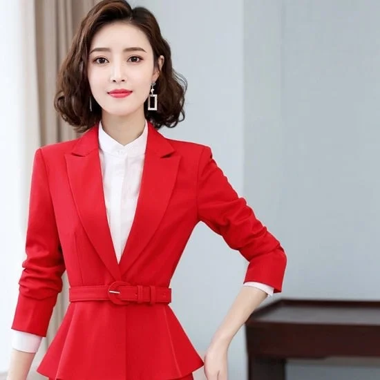 Red Coat Winter Fashion OL Style Business Professional Suit for Women