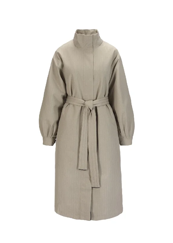 Rossby Maxi Coat - Taupe Pinstripe