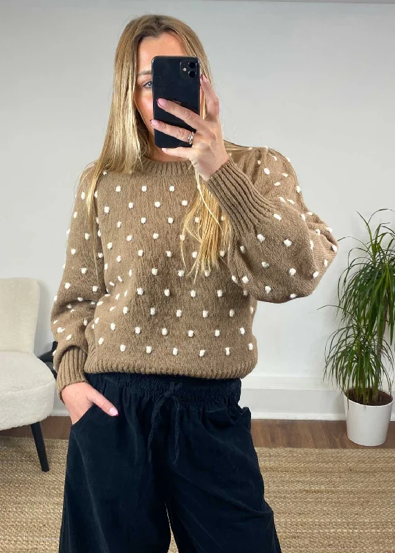 Sigrid Dotty Jumper in Dark Taupe