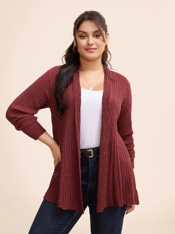 Solid Textured Kimono Collar Cardigan