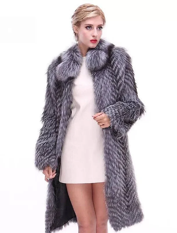 Striped Silver Fox For Coats Plus Size