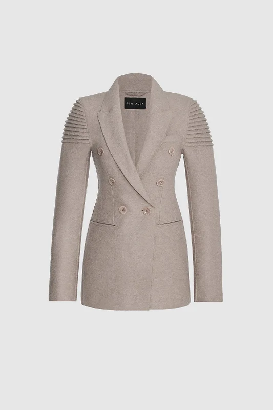 Superfine Alpaca Double Breasted Peak Collar Blazer Coat