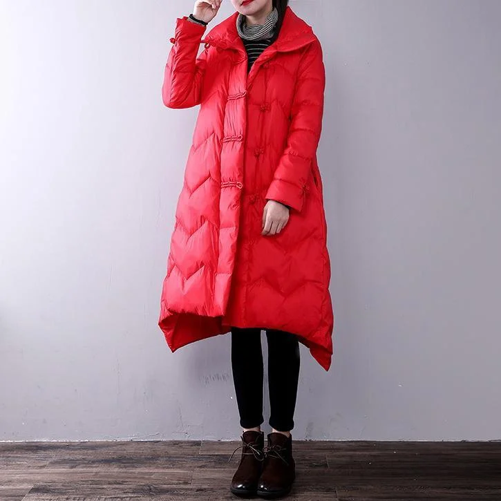 thick red women Loose fitting lapel warm winter coat YZ-2018111441