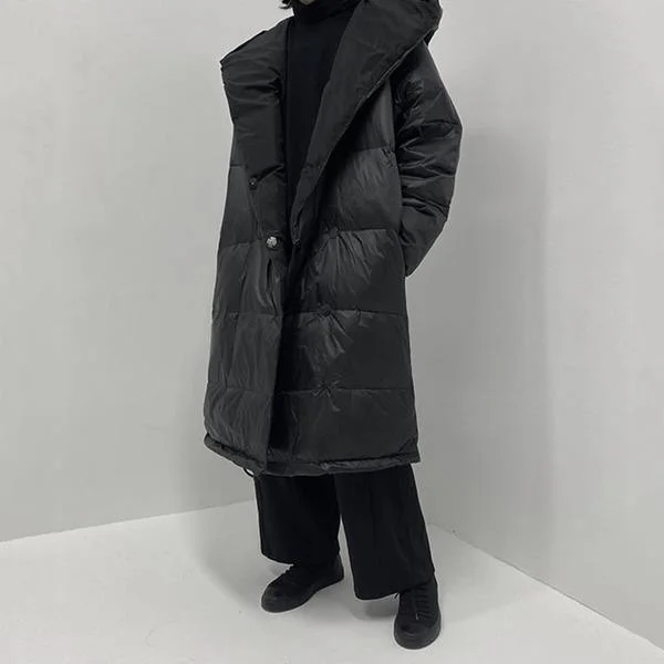 Winter Fashion New Big Turn down Collar Loose Keep Warm Black All-match Coat