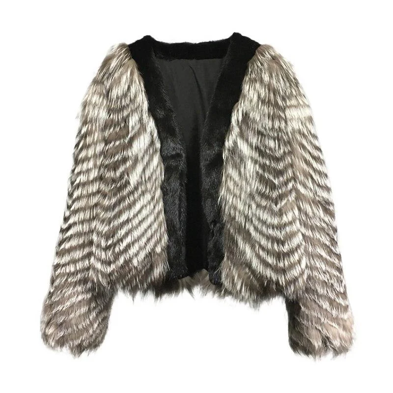 Women's Real Fox Fur Knitted Fashion Mink Coat Jacket Winter Outwear