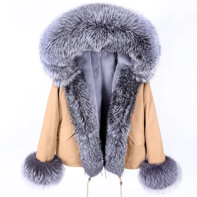 Women's Winter Style Thick Jacket with Long Sleeves and Racoon Fur Collar