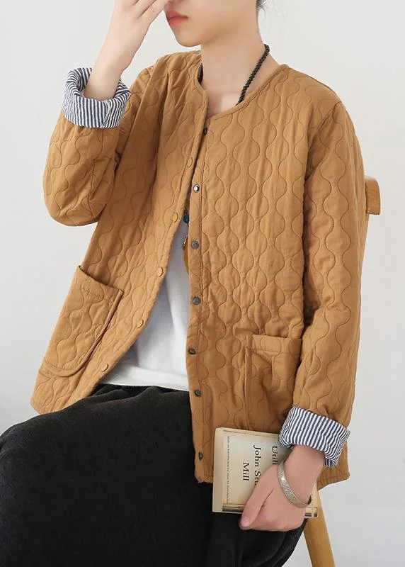 yellow casual Japanese pressure lattice warm quilted jacket all-match lightweight jacket