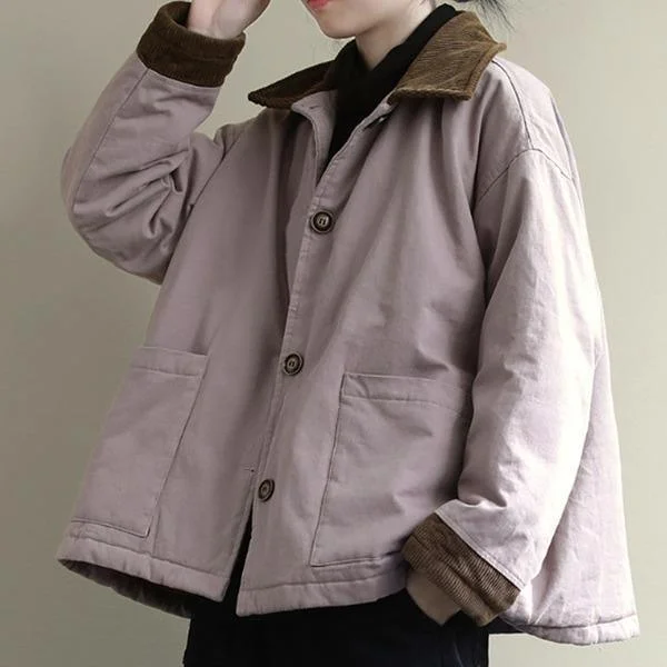 2020 New Solid Color Lapel Pockets Single Breasted Thick Coat