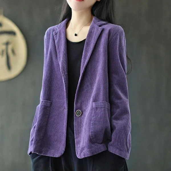 Autumn New Cotton Corduroy All-match Coats 2020 Loose Comfortable Long Sleeve Women Tops Coat