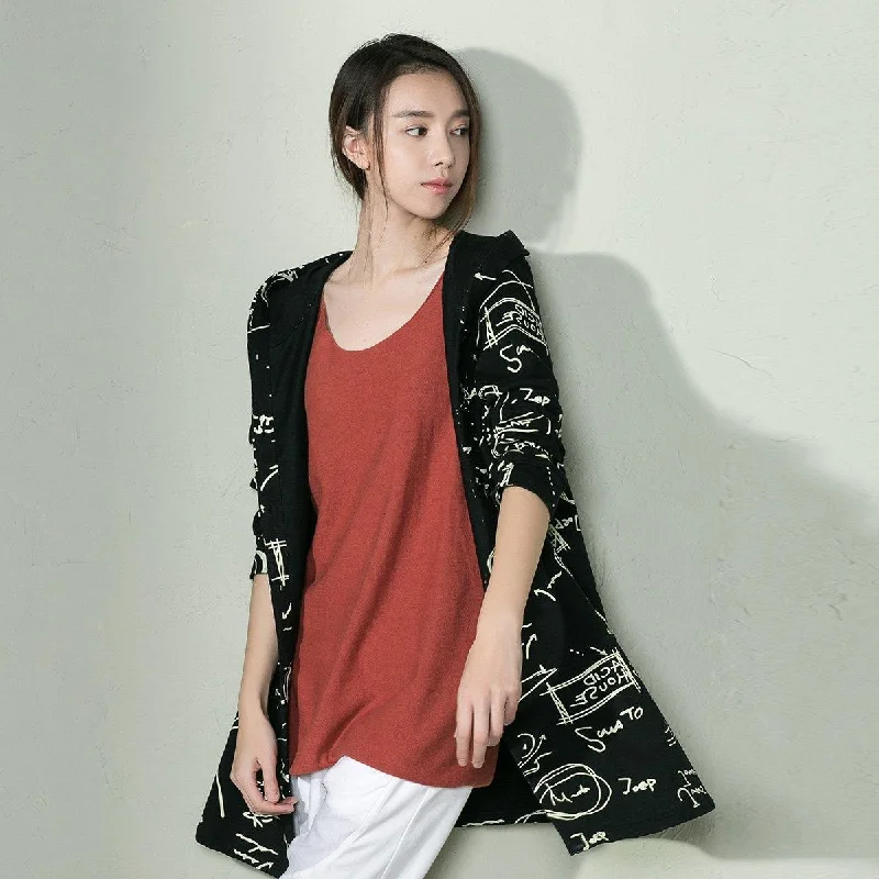 Black Graffiti women shirt blouse coat cardigan