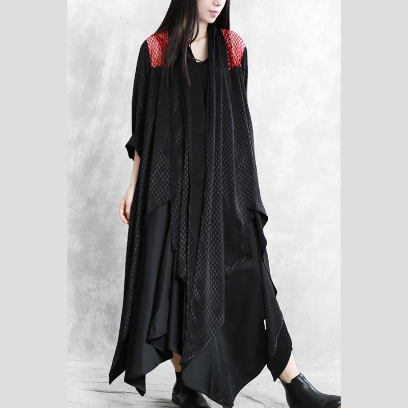 Classy asymmetric Fashion coats women black silhouette coat