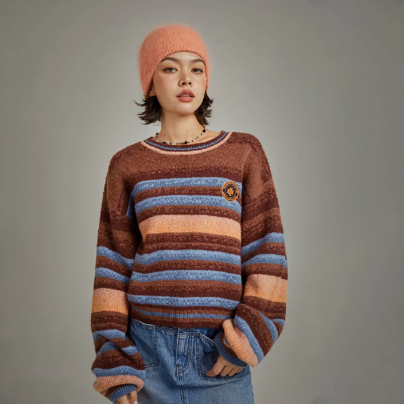 Logo Striped Loose Fit Knit Sweater