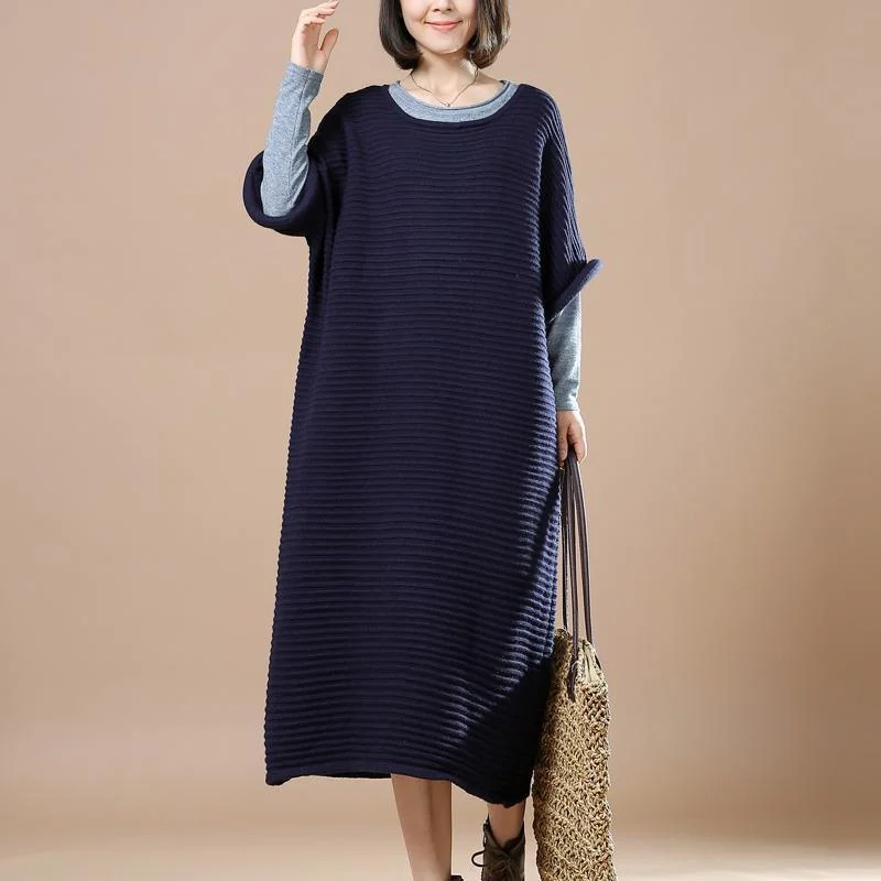 Half sleeve long sweater coats in navy