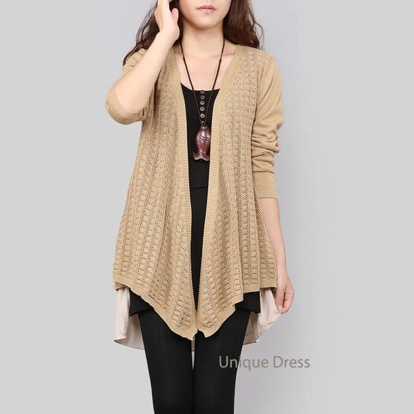 Khaki women sweater cardigan coat